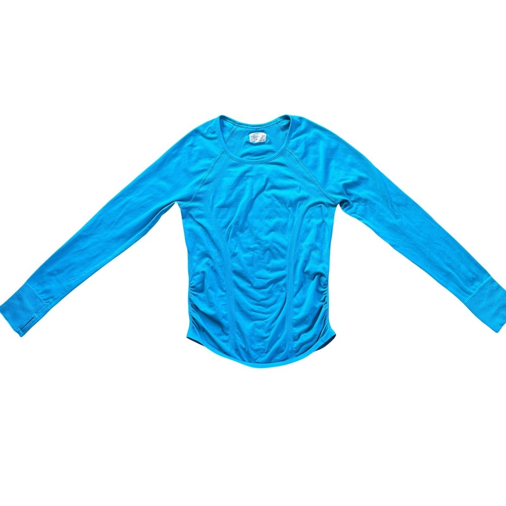 Athleta Momentum Seamless Long Sleeve Running Top Blue‎ Thumbhole Size M 724872